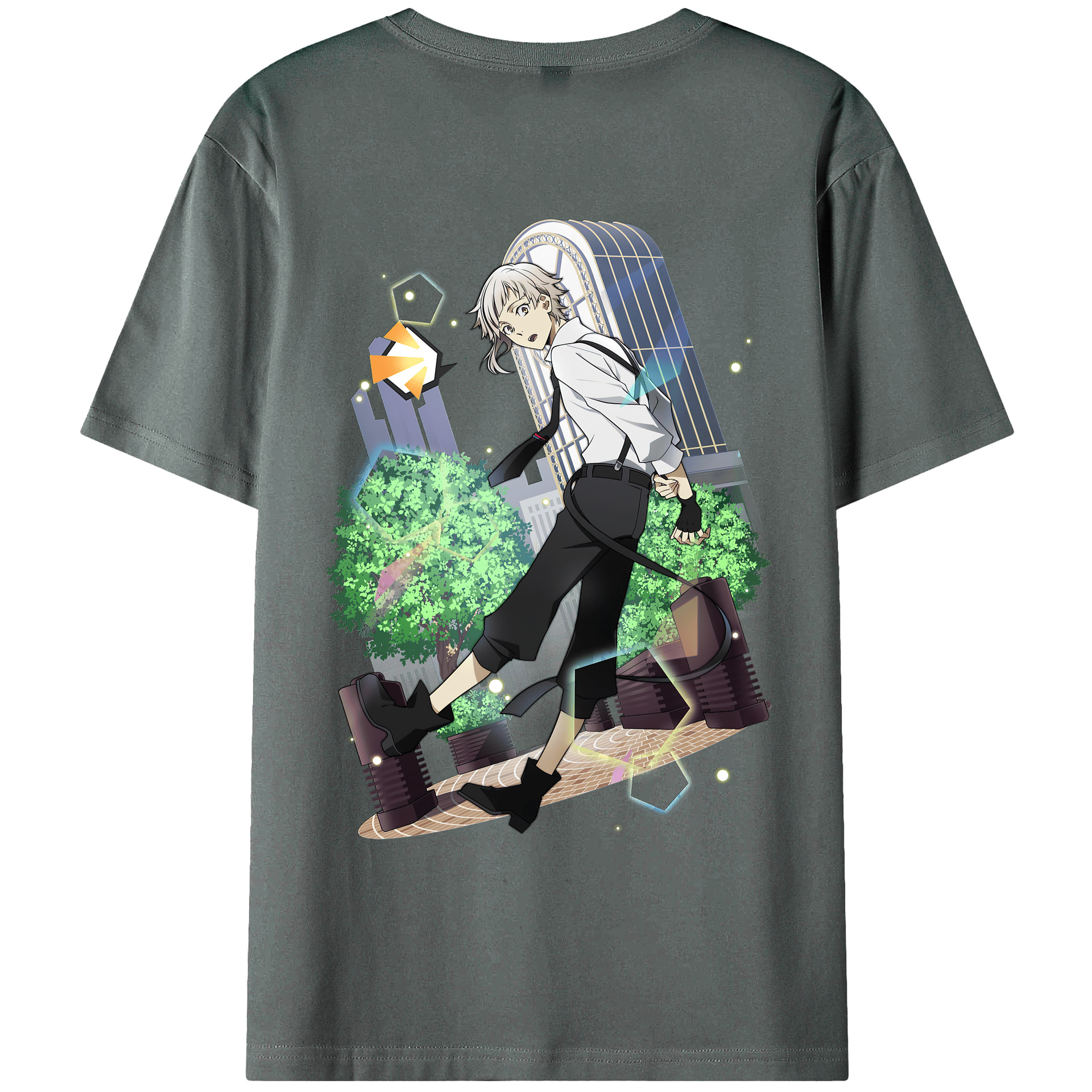 （画像用） 文豪ストレイドッグス Bungo Stray Dogs 綿100％ メンズ半袖Tシャツ（バックプリント） 通気性
